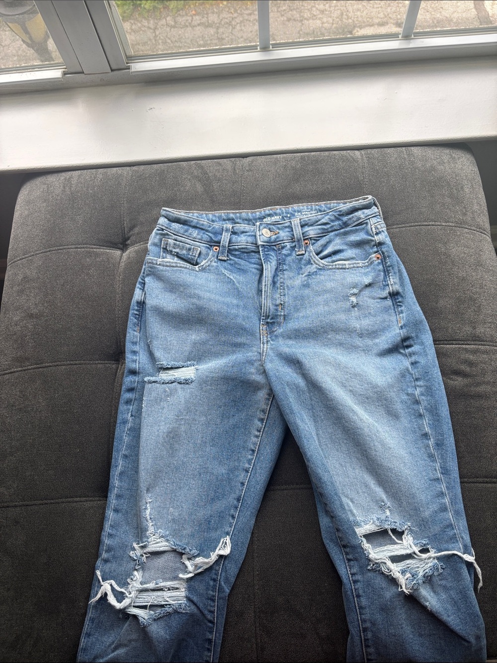 Old Navy Light Blue Distressed Boyfriend Jeans